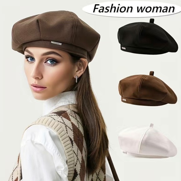Passion Casual Fashion Retro Metal Label Beret - Picture 3 of 5